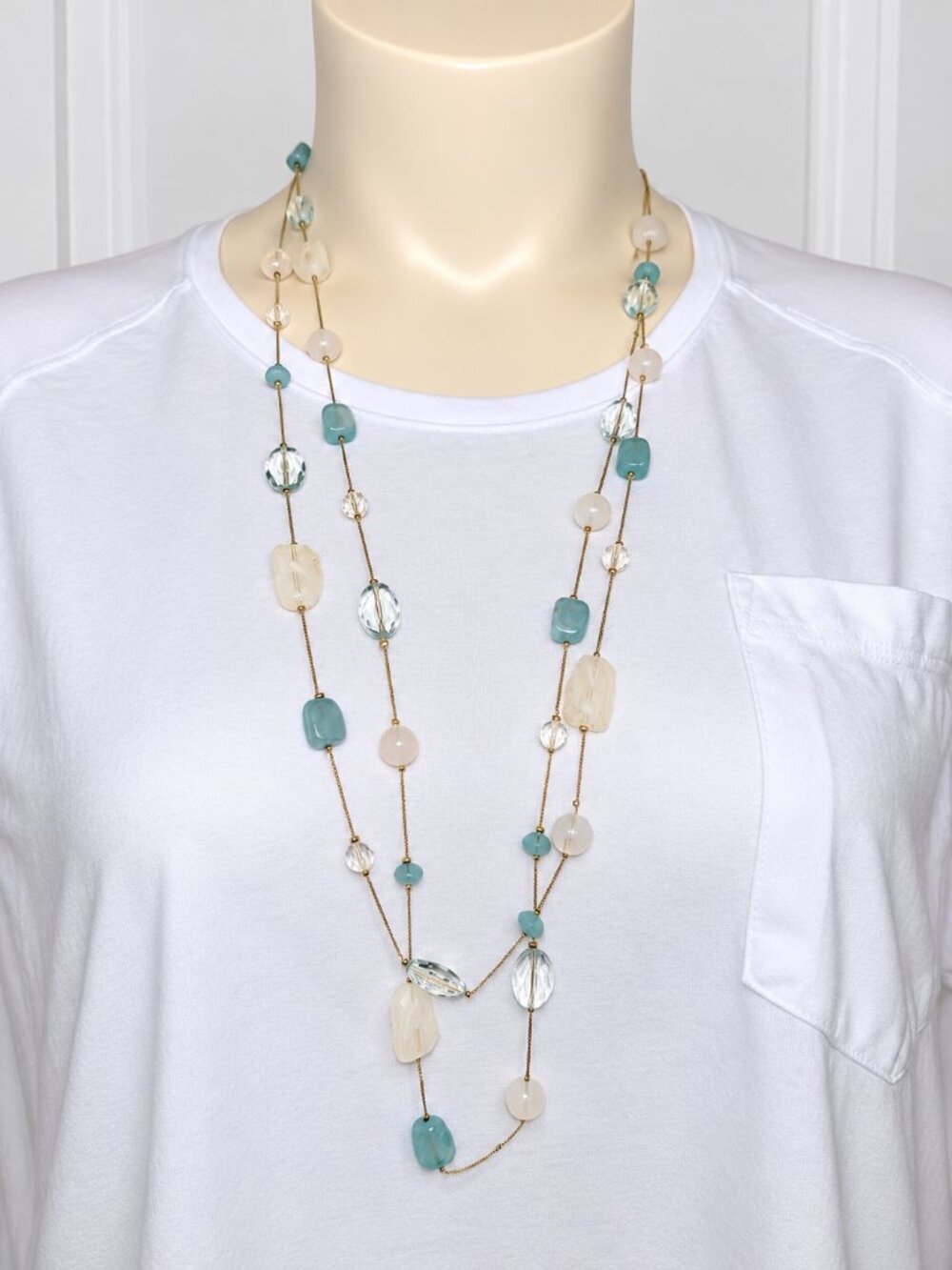 Charming Charlie NWT Aqua Beaded Necklace & Earrings Set